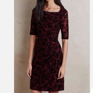 Anthropologie Maeve Elorn Black & Wine Draped Dress, size 2